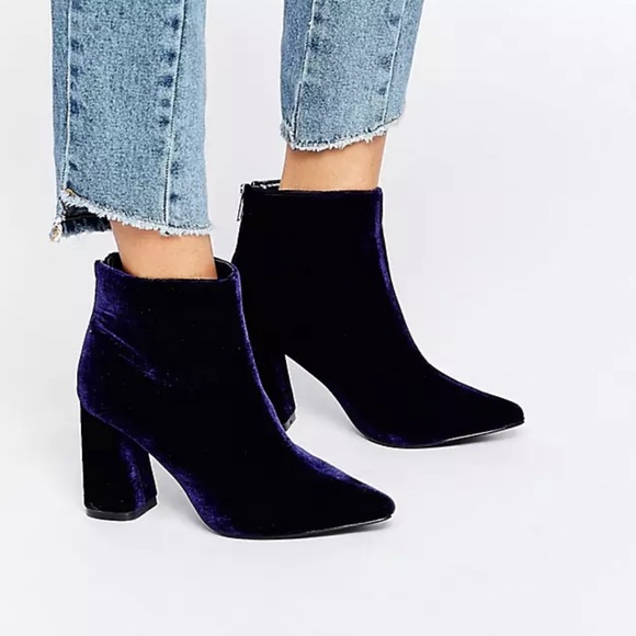 Blue Velvet Booties ASOS DAISY SIREE out of stock online - Picture 1 of 8